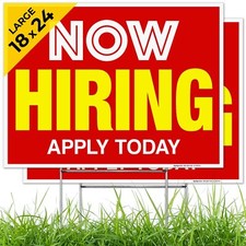 Now Hiring Sign, Help Wanted Signs for Business, 2 Pack Double 18x24 2 PK