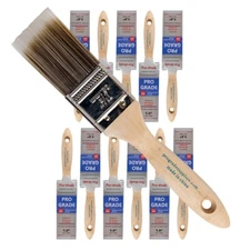 12-Pack - 1.5" Flat Brushes for All Latex and Oil Paints & Stains