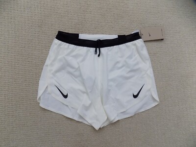 NEW NIKE MENS M MEDIUM ADV AEROSWIFT RUNNING SHORTS 4'' 2in1 SUMMIT WHITE FN3352