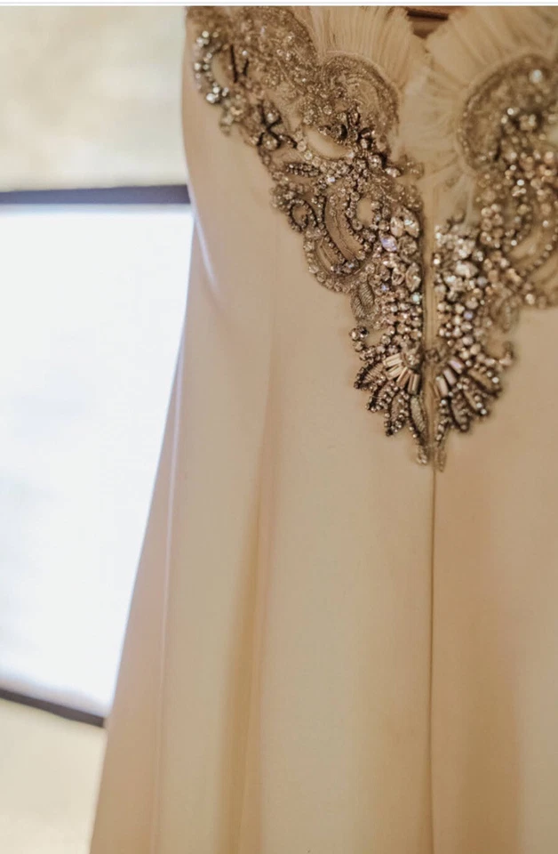 Kenneth Pool Wedding Dress - *Stunning Silk Faced Fabric With Crystals Size 2* - Image 4 of 4