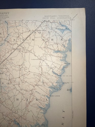 1901 USGS mapa de ratón Snow Hill cuadrángulo Maryland Stockton Greenbackville - Imagen 5 de 8