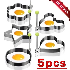 5Pcs Fried Egg Non Stick Stainless Steel Pancake Ring Mold Cooking Kitchen Tools