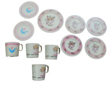 Lot Vtg TEA cups plates Tulip  STRAWBERRY Apple STYLE doll CHILTON-GLOBE 11 pc