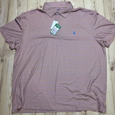 IZOD Golf Polo Limpet Shell XXL Cantaloupe Striped Short Sleeve Men's Shirt NWT
