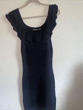 Guess dress Off Shoulder Formal Career Black Midi 8 sexy Stretch 90s vintage