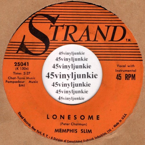 Memphis Slim blues/R&B 45 rpm "Four Walls" b/w "Lonesome" on Strand Records - Picture 2 of 2