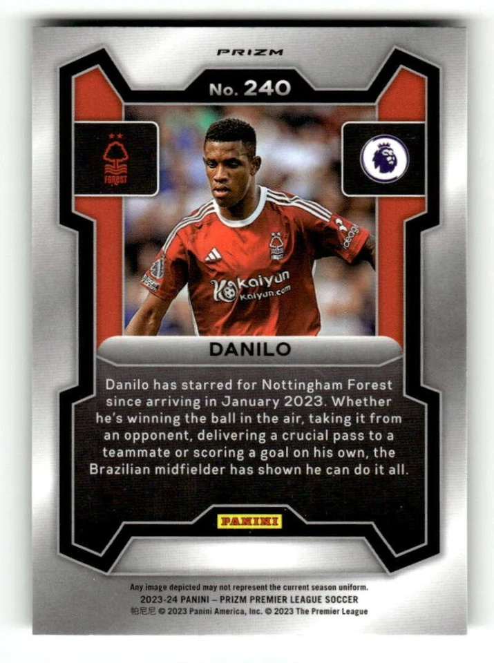 2023 Panini Prizm Premier League Prizms Green Pulsar #240 Danilo Nottingham  - Image 2 of 2