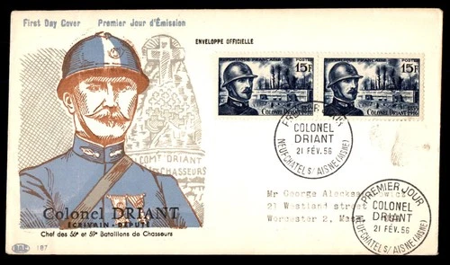 Mayfairstamps France FDC 1956 Colonel Driant in Uniform First Day Cover aax_2331