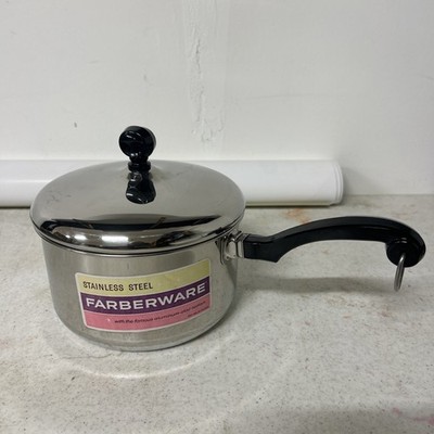 New Vintage Farberware 2 QT Sauce Pan Pot Stainless Steel Aluminum Clad USA
