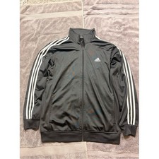 Adidas Mens Large Black 3 Stripes Full Zip Track Jacket