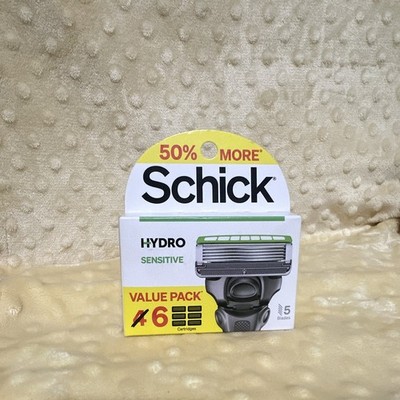 Schick Hydro Sensitive 5-Blade Refill Cartridges, 6 Pack for Hydro Face/Neck