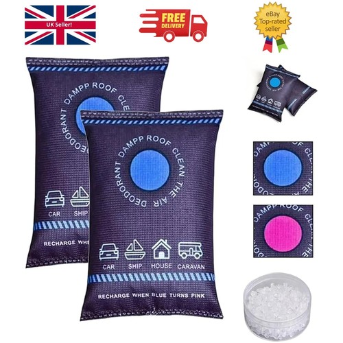 Dehumidifier Bag - Reusable Silicone Moisture Absorber for Wardrobe - 2 Pack