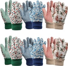 6 Pairs Gardening Gloves for Women, Soft Jersey Garden Glove, Rubbuer Dots
