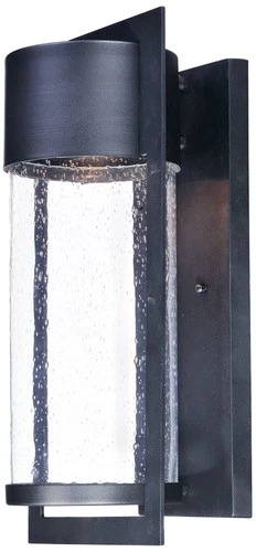 Maxim Focus 18" Modern Black and Seeded Glass LED Outdoor Wall Light - Picture 1 of 4