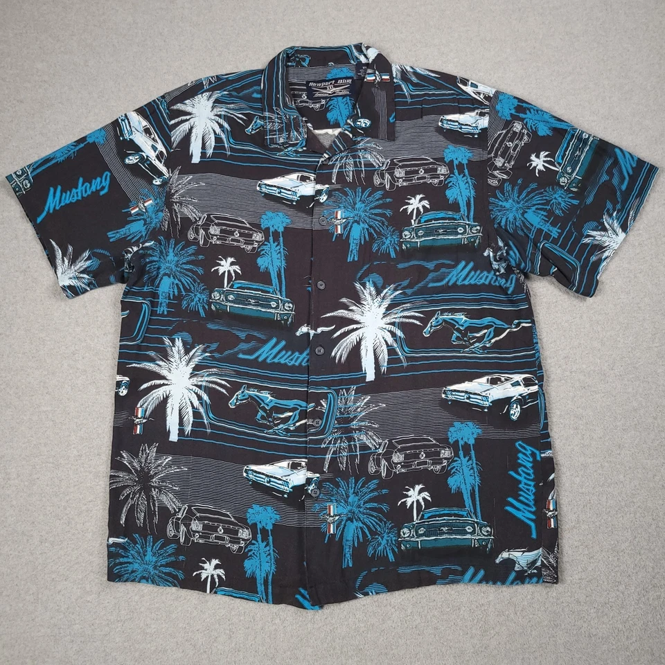 Рубашка мужская Ford Mustang 2XL черная гавайская Aloha AOP American Muscle Car Camp - Изображение 2 из 4