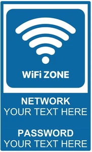 Personalised Custom Wifi Zone Free Wifi Notice Self Adhesive Vinyl Sticker