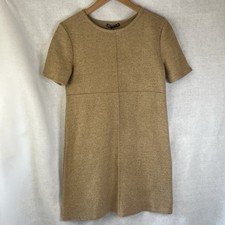 Zara Women's Dress Knit Short Sleeve Tan Beige Medium NWT