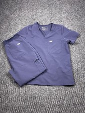 FIGS Medical Scrub Set Womens Large Blue Technical Collection Jogger Pants