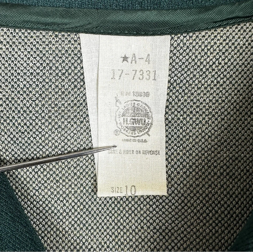 Mini Vestido Falda Plisada Poliéster Texturizado Verde Años 60 Talla 10 Hecho en Unión Foto 3 de 4