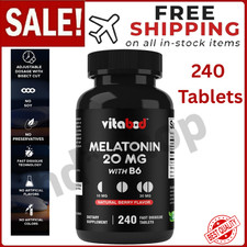 Melatonin 20mg High Potency Natural Sleep Aid Berry Flavor 240 Fast Dissolve TAB