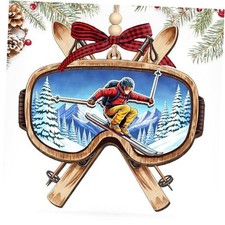 Ski Ornament for Christmas Tree- Ornament - Gifts for Skiers, Ski Skiing