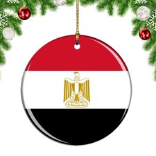 Egypt Flag Round Christmas ornament city travel souvenir