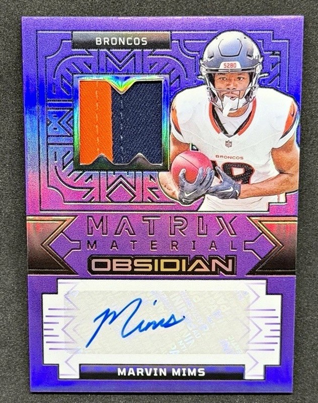 2024 Panini Obsidian Matrix Material Patch Auto Marvin Mims /49 - #MMA-MMS
