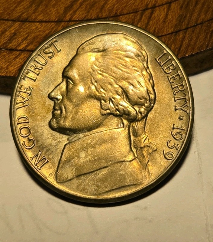 1939 S Jefferson Nickel - AU+ Condition - Toned
