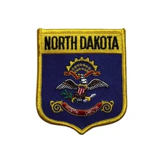 State Of North Dakota Shield Flag Embroidered Iron On Patch - Souvenir 62-Q
