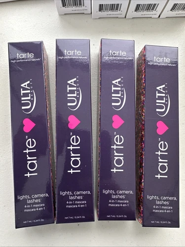 Lot Of 4 Tarte Lights Camera Lashes 4 in 1 Mascara .24 oz. Full Size Boxed Black