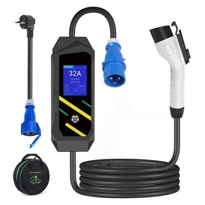 Portable Electric Car Charger (7kW, Type 1, 32A Blue CEE + Schuko Adapter), 5M