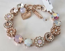 $193 Mariana SNOWFLAKE ROSE GOLD WHITE OPALESQUE Crystal Bracelet STUNNING!