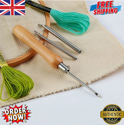 5-teiliges verstellbares Lochnadel-Set Stickwerkzeug kleiner Stich Faden & Einfädler