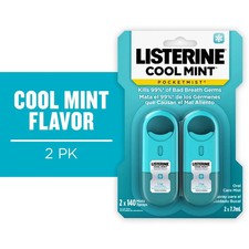 Listerine Pocketmist Cool Mint Oral Care Mist,Bad Breath Spray Strips,2 x 7.7 ml
