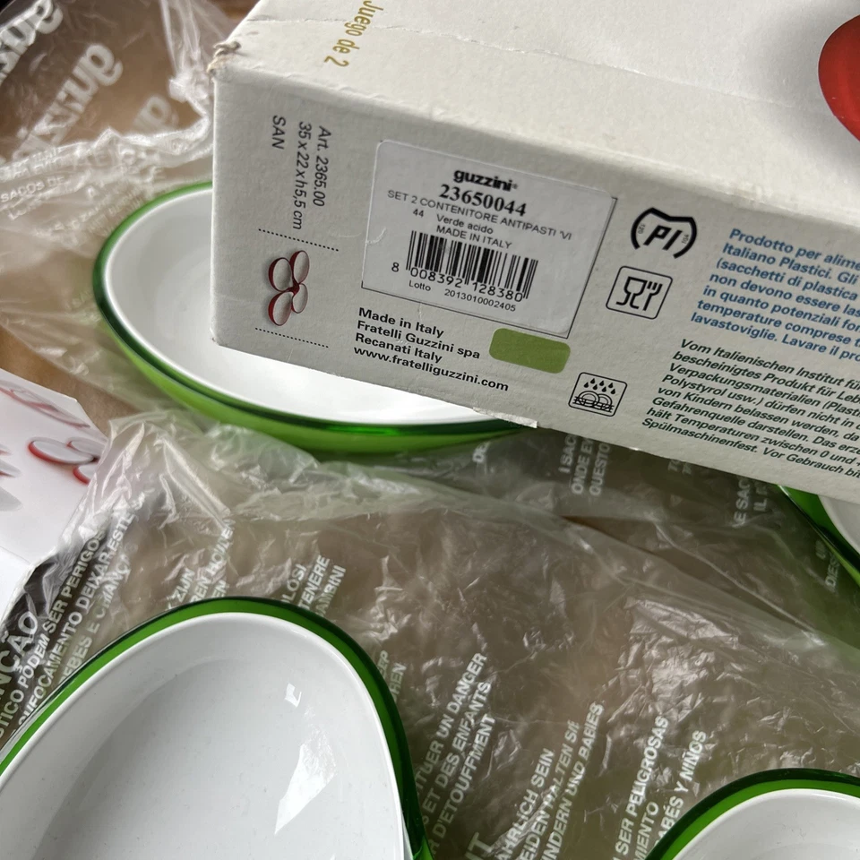 Juego de 2 Contenedores Guzzini Diseñador Starter Platos para Servir Verde EN CAJA Italia Foto 3 de 3