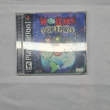 2002 Worms World Party Sony Playstation 1 PS1 Video Game Complete w/ Manual CIB 