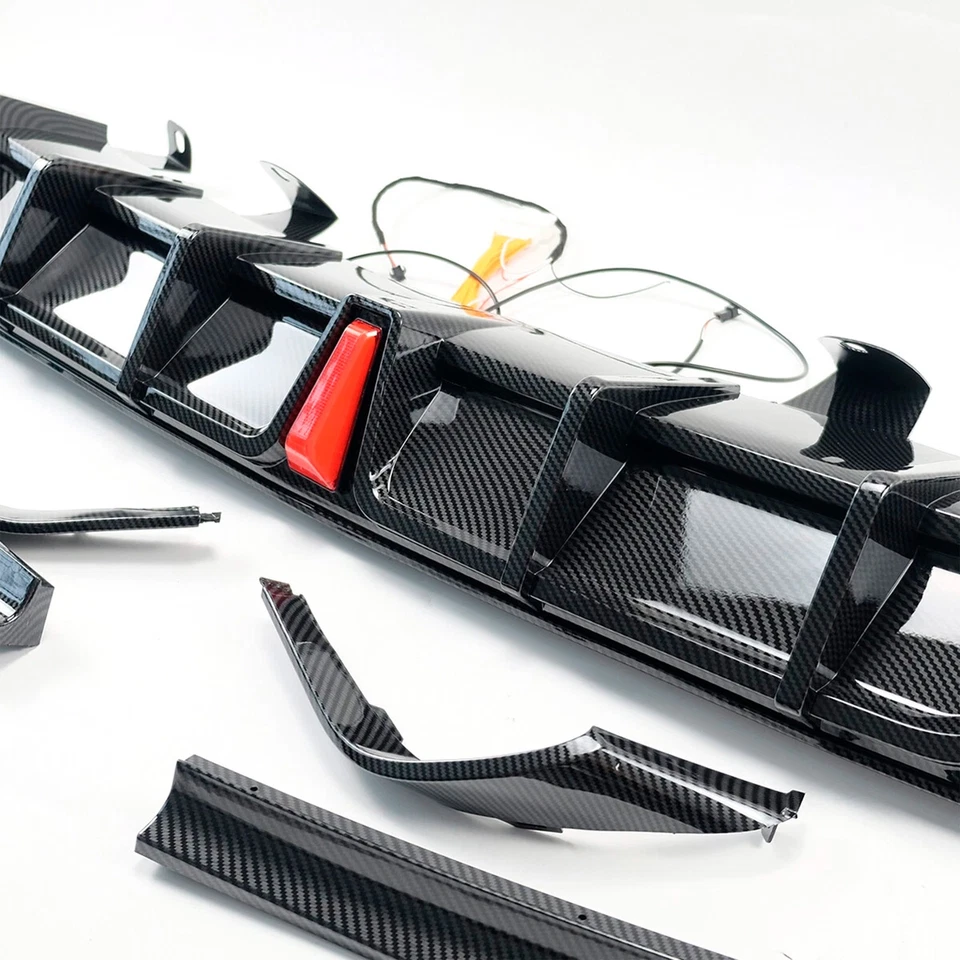 Difusor divisor de labios LED de fibra de carbono para parachoques trasero Honda Accord 2020-2021 Foto 3 de 4