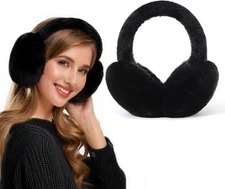 Winter Ear Muffs Women Adjustable Fuzzy Earmuffs Faux Fur Ear Warmers Foldable E