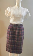 Talbots Women's Size 6. Wool Blend Fuschia Plaid Pencil Skirt W/Pockets
