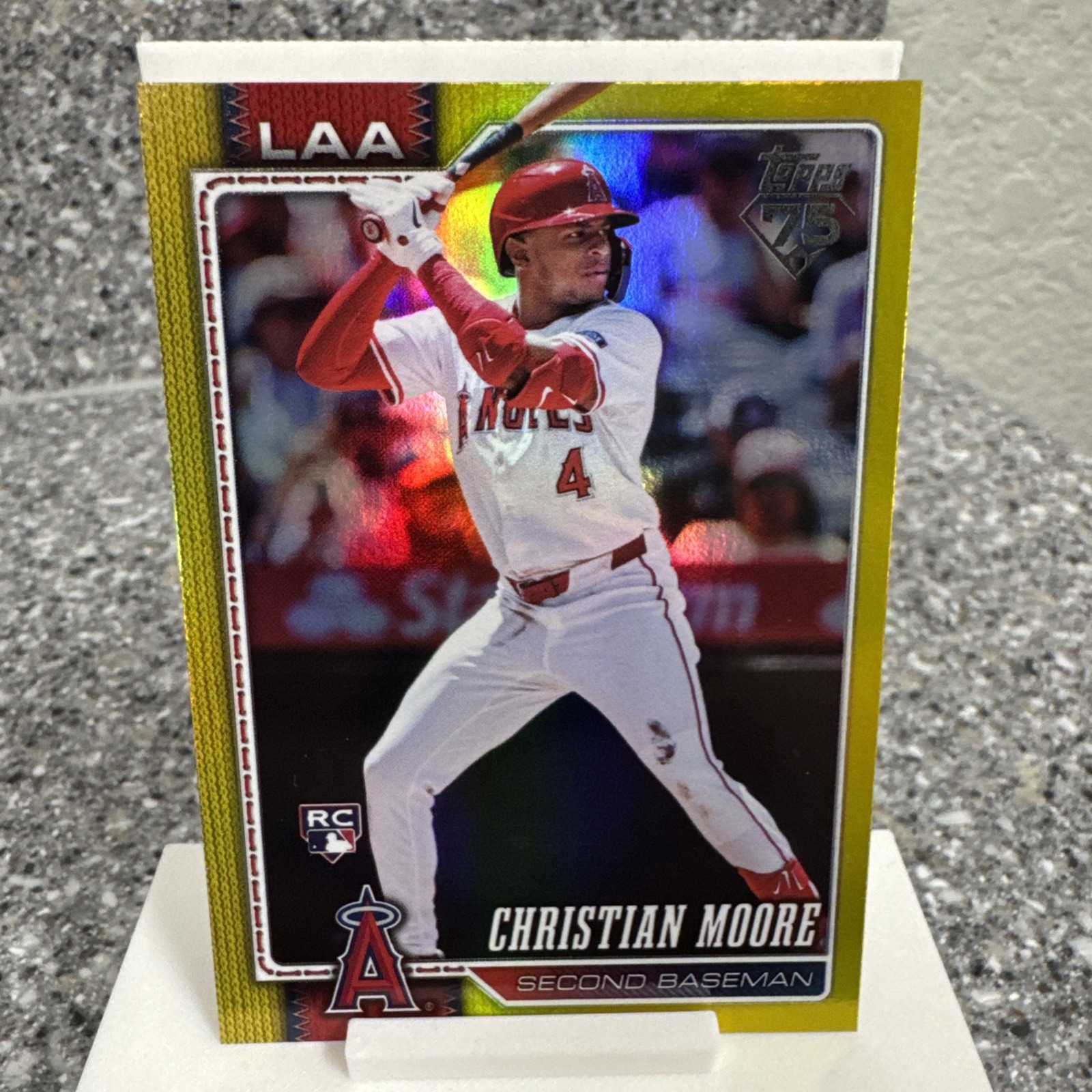 2026 Topps MLB Series 1 #147 Christian Moore Yellow Rainbow Foil 321/399 Angels
