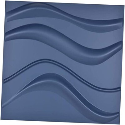  Navy Blue 3D Wall Panel PVC Slim Wave Covers 32 Sqft, 19.7'' x 19.7'' Wave Blue