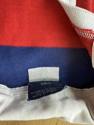 VTG Canterbury of New Zealand Rugby Shirt Mens 40 M Cotton Long 80s Red Blue - Picture 6 of 7