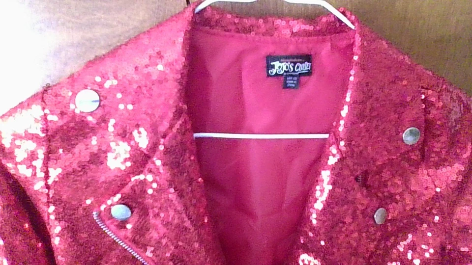 JoJo's Closet Red Sequined Jacket Girls Size 6/6X Zip Up *FLAWS *Sequins Missing - Image 3 of 4