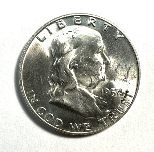 1954-D Franklin Half Dollar CHBU 0102 FBL bright silver nice cartwheel effect