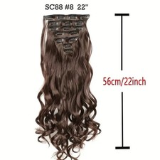 Clip in Hair Extensions Full Head Natural Looking 6 Clips 7 pc 22" Dark Brown