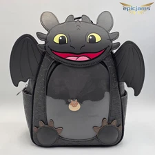 How To Train Your Dragon Toothless Pin Collector Black Mini Backpack New