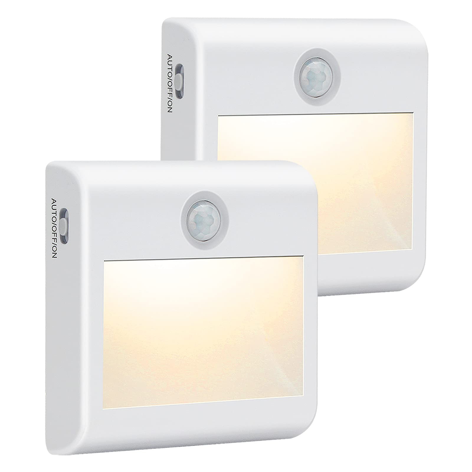 Motion Sensor Night Light, [2 Pack] Stick-On Battery Powered White