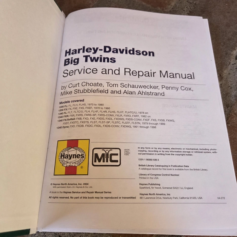 Manual de reparación Haynes cabeza de pala y Evolution Big Twins 1970-1999 servicio 2536 Foto 4 de 4