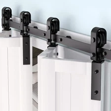 60 Bi-Folding Sliding Barn Door Hardware Track Kit for 4 Closet Door, Heavy D...