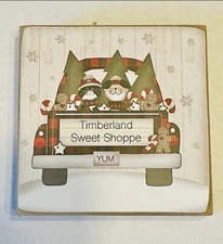 Timberland Sweet Shoppe Christmas Tier Tray Decor Square Wood Block Sign NEW